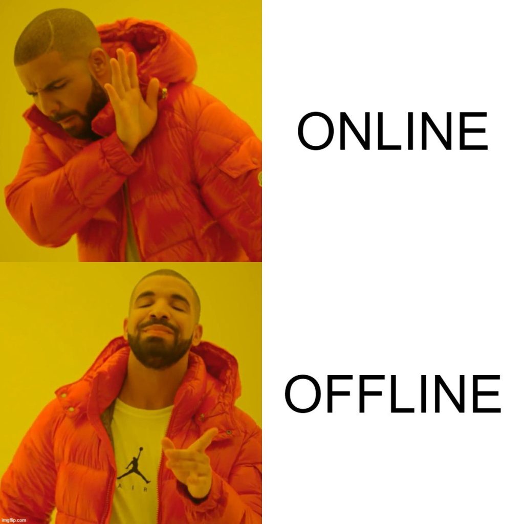 Online offline Drake meme